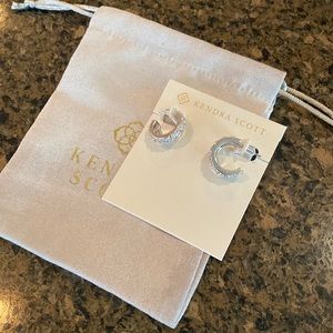 Kendra Scott White Crystal Silver Livy Huggie Earrings